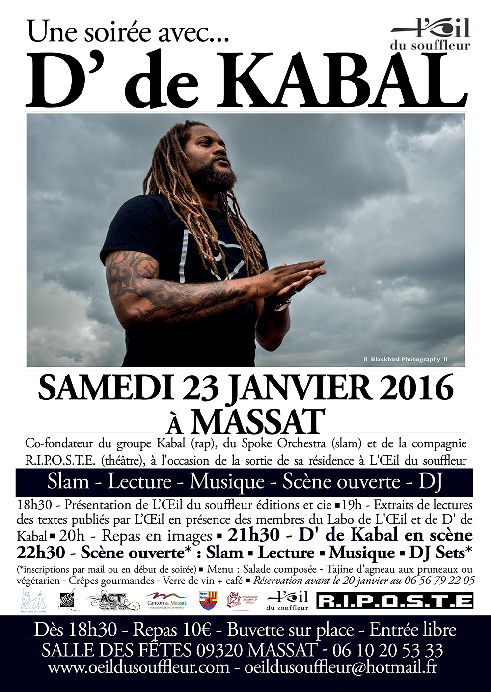 Affiche une soirée avec D' de Kabal à Massat